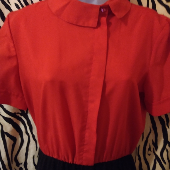 High neck collar, color block vintage dress by KH2 - Picture 4 of 11
